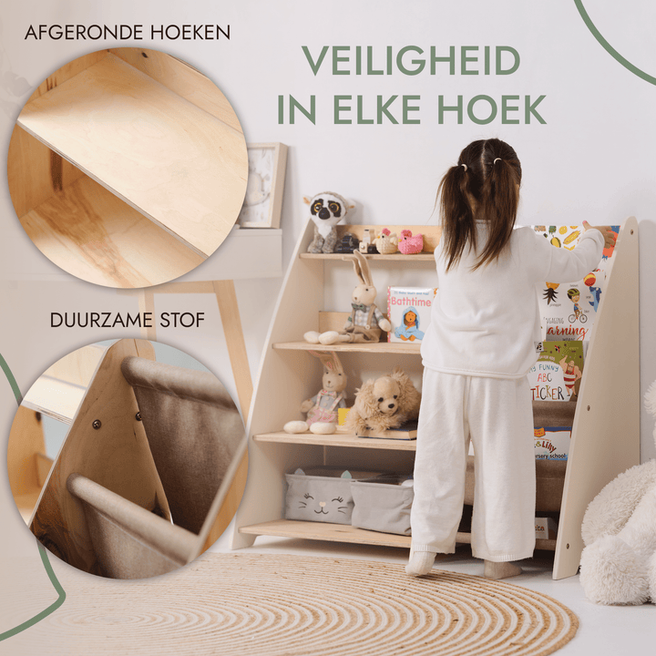 2-in-1 Montessori Plank voor Boeken en Speelgoed voor Peuters