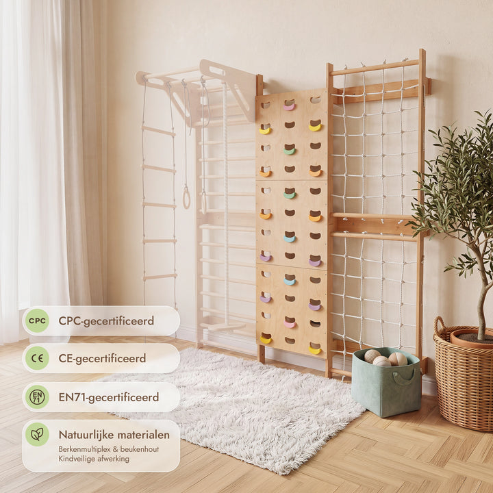 Uitbreiding voor wandrek: klimwand & net