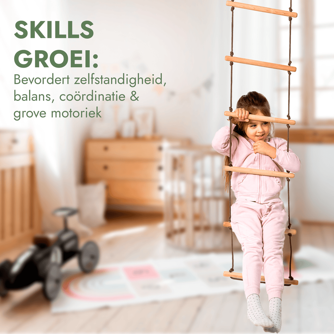 3-in-1 Schommel set: Touwladder + Gymnastiekringen + Schotelschommel