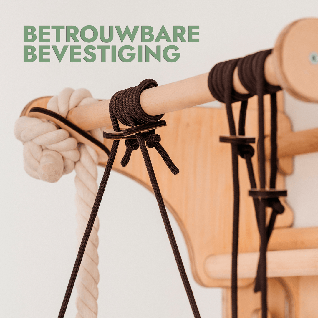 4-in-1 Houten Zweedse Wand-/Klimladder voor Kinderen + Schommel Set + Glijbaan + Kunsttoevoeging