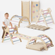 4-in-1 Klimset voor Peuters: Driehoek Ladder + Klimboog + Glijbaan + Kussen (1-3 jaar) - Pastel