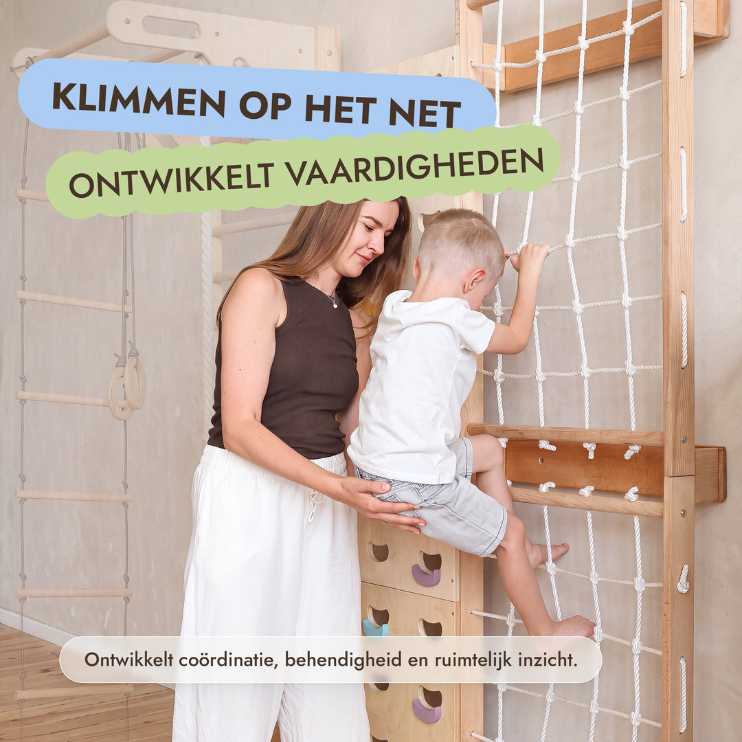 Uitbreiding voor wandrek: klimwand & net