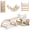4-in-1 Klimset voor Peuters: Driehoek Ladder + Klimboog + Glijbaan + Kussen (1-3 jaar) - Pastel