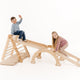 5-in-1 Montessori-Klimrek Set: Driehoek Ladder + Klimboog/Schommelstoel + Glijbaan/Helling + Touwennet + Kussen