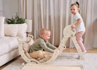4-in-1 Klimset voor Peuters: Driehoek Ladder + Klimboog + Glijbaan + Kussen (1-3 jaar) - Pastel