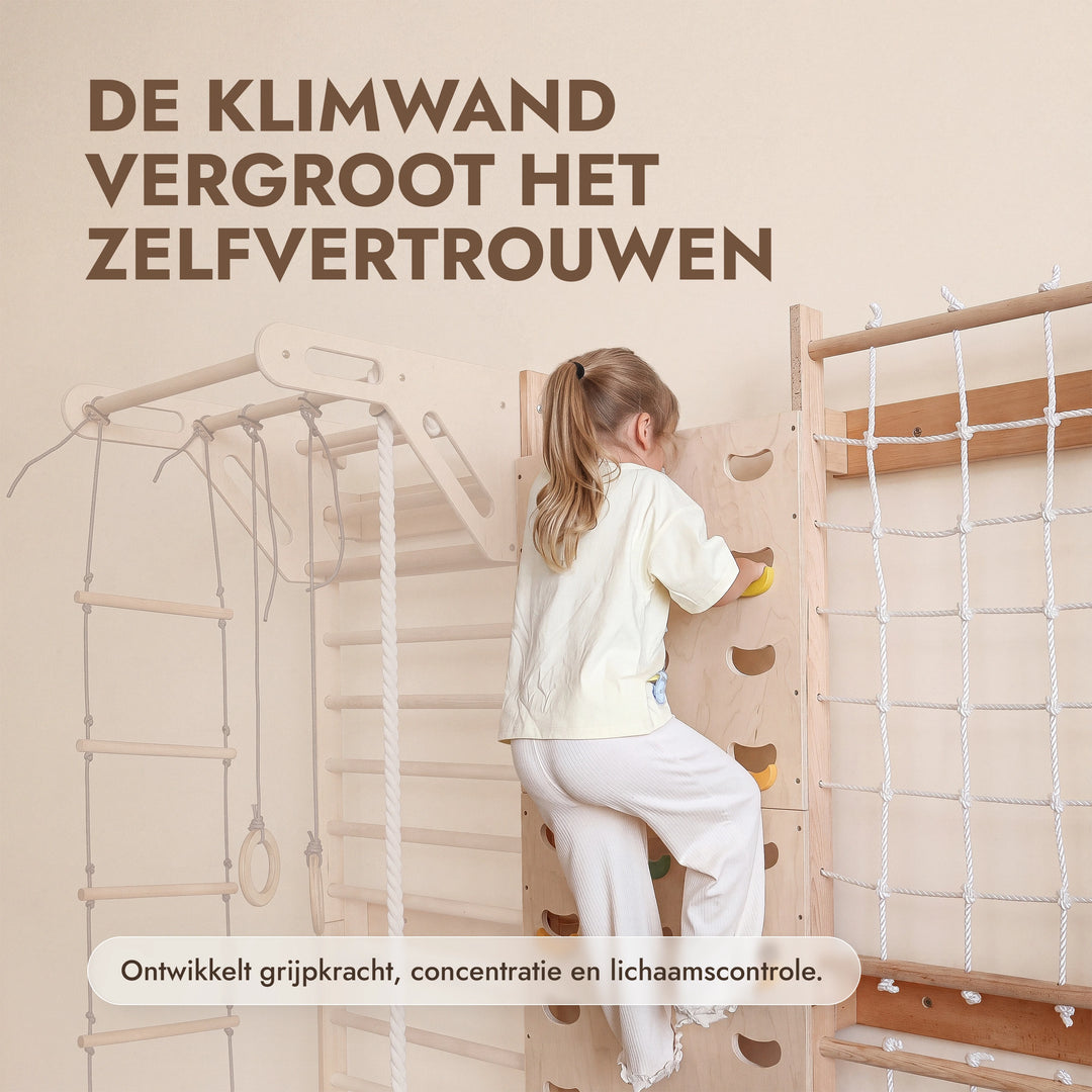 Uitbreiding voor wandrek: klimwand & net