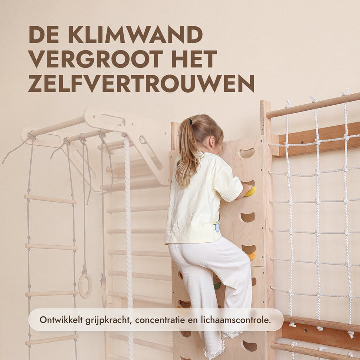 Uitbreiding voor wandrek: klimwand & net