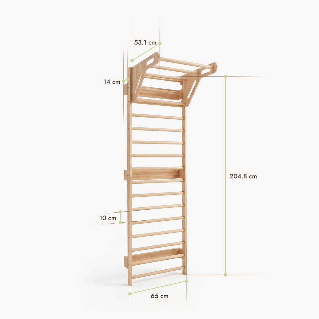 5-in-1 Houten Klimrek voor kinderen met optrekstang & 3in1 schommelset