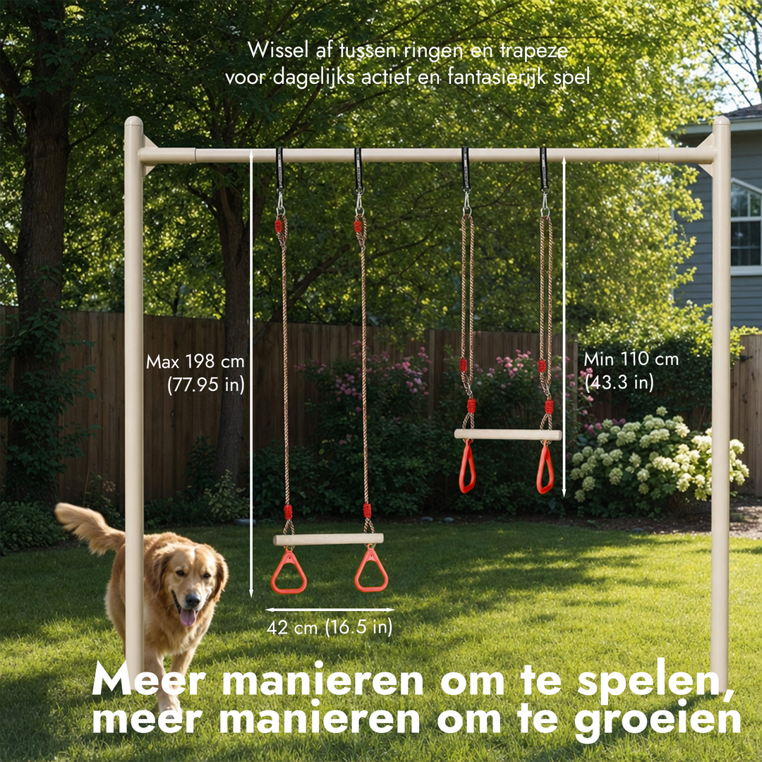 2in1 Schommelset: Trapeze + Turnringen