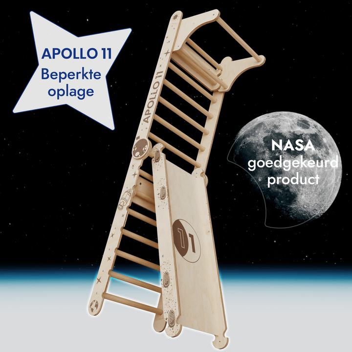 Apollo Zweedse Wand / Klimladder voor Kleine Astronauten + Maanschommel Set + Glijbord