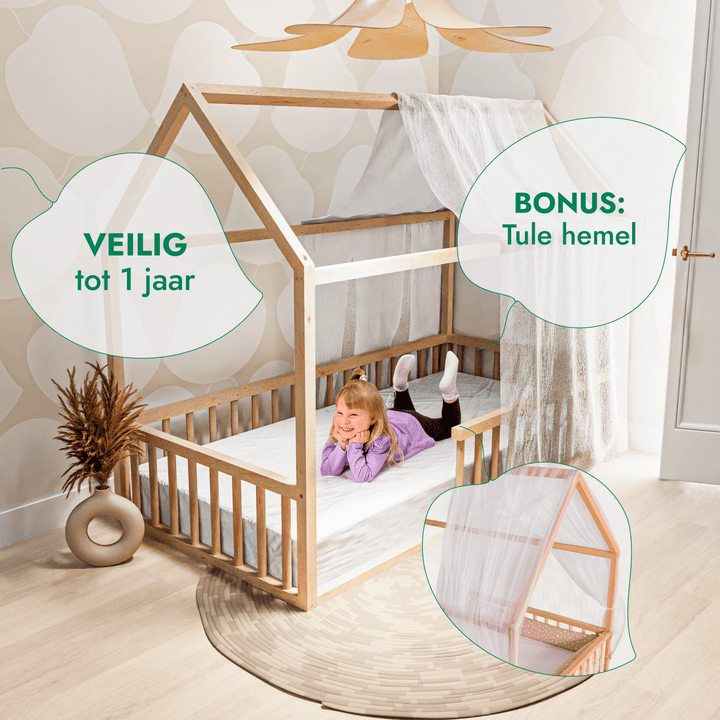 Huisbed voor kinderen en peuters vanaf 1 jaar oud (Twijfelaar, EU-maat: 120 x 200 cm)
