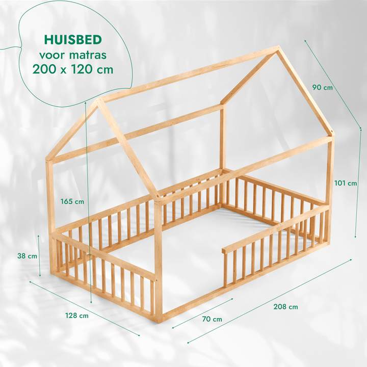 Huisbed voor kinderen en peuters vanaf 1 jaar oud (Twijfelaar, EU-maat: 120 x 200 cm)