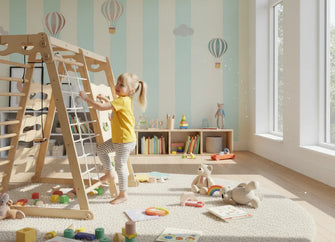 6-in-1 Houten Indoor-speelplaats voor Kinderen – Schommel, Glijbaan, Touw en Trap