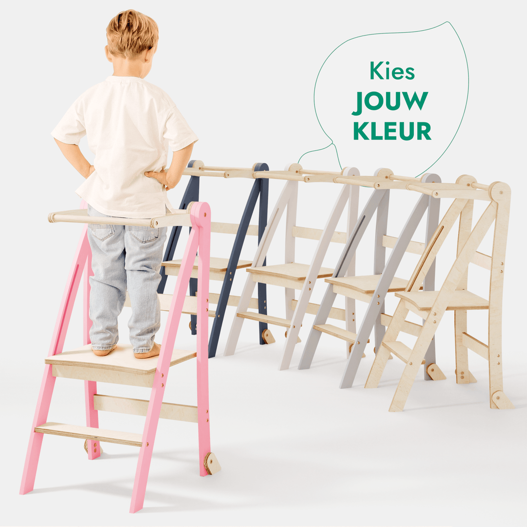 Leren toren: Vouwbare trap voor peuters - Roze