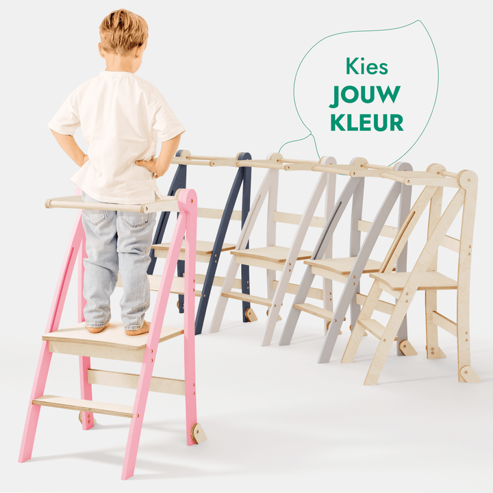 Leren toren: Vouwbare trap voor peuters - Roze