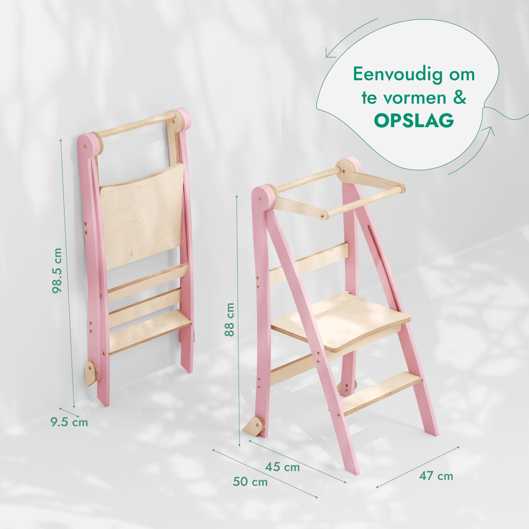 Leren toren: Vouwbare trap voor peuters - Roze
