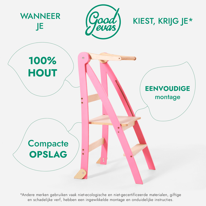 Leren toren: Vouwbare trap voor peuters - Roze