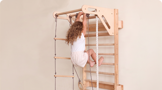 5-in-1 Houten Klimrek voor kinderen met optrekstang & 3in1 schommelset