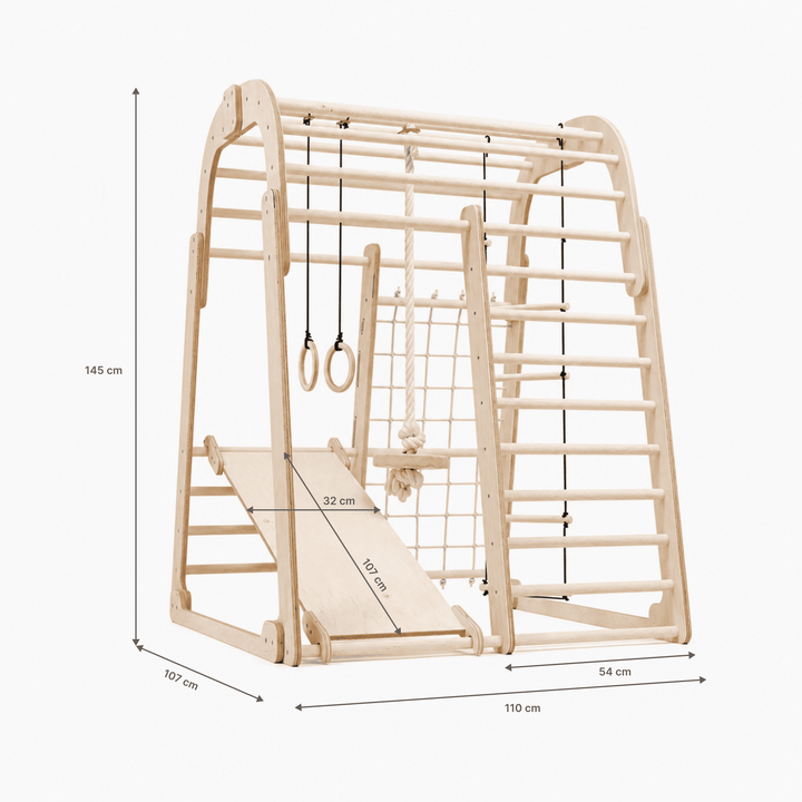 6en1 Aire de Jeux en Bois pour Enfants - Aire de Jeux + Ensemble de Balançoires + Toboggan