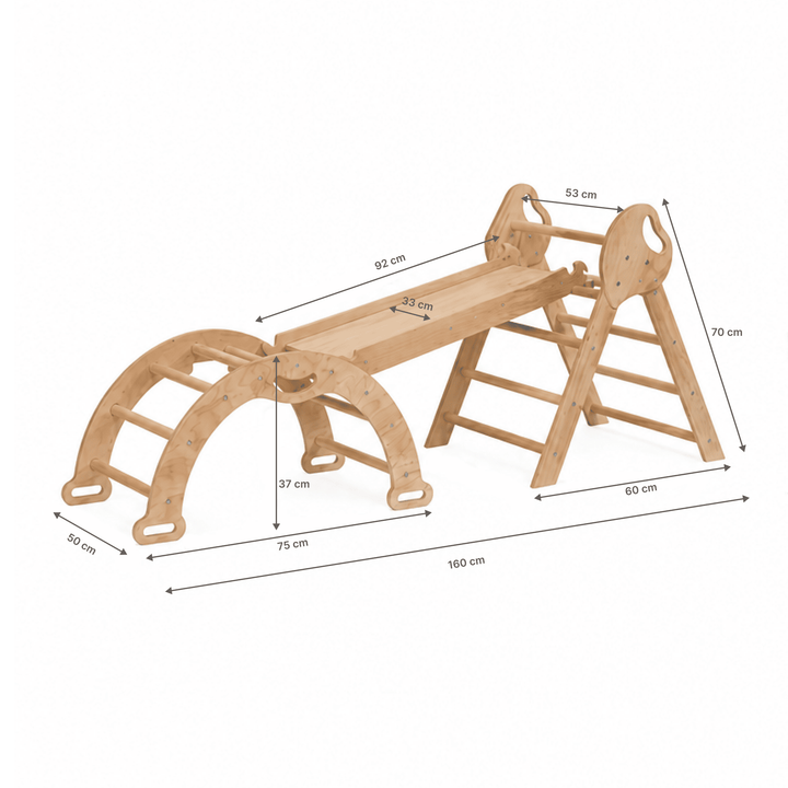 4en1 Ensemble d'escalade pour enfants : Échelle Triangulaire + Arche d'Escalade + Toboggan + Coussin (1-3 ans)
