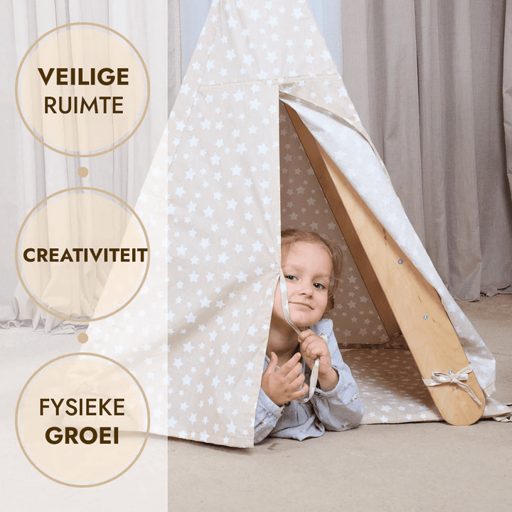 Speeltentcover met mat voor klimmend driehoekladder